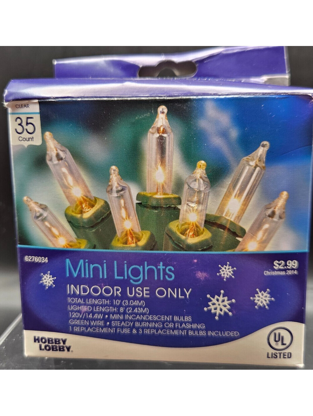 Hobby Lobby 35-Count Clear Mini Lights (Christmas 2014, NIB, Green Wire #6276034
